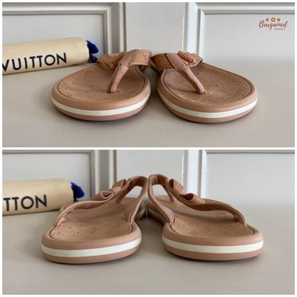 Authentic Louis Vuitton Pink Monogram Embossed Rubber Flip Flop Sandals 36.5/6.5 - Picture 10 of 13